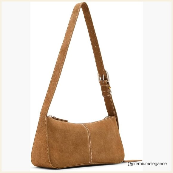 Handbags - Mini Shoulder Bag Faux Suede Satchel Adjustable Strap Multiple Pockets